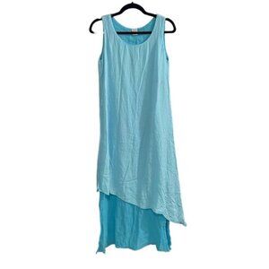 GRIGOROPOULOS KYRIAKOS Greece Cotton Sleeveless Blue Midi Dress S